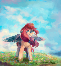 Size: 2408x2580 | Tagged: safe, artist:malinetourmaline, oc, oc only, pegasus, pony, flower, high res, solo