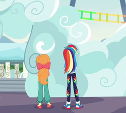 Size: 639x572 | Tagged: safe, screencap, megan williams, megan williams (g4), rainbow dash, equestria girls, equestria girls specials, g1, g4, my little pony equestria girls: better together, my little pony equestria girls: rollercoaster of friendship, converse, cropped, female, g1 to equestria girls, generation leap, shoes