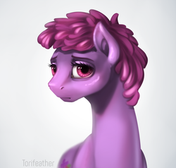 Size: 1700x1620 | Tagged: safe, artist:torifeather, berry punch, berryshine, earth pony, pony, g4, bust, depth of field, female, portrait, simple background, solo, white background
