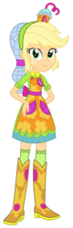 Size: 1500x4684 | Tagged: safe, artist:sketchmcreations, part of a set, applejack, equestria girls, g4, my little pony equestria girls: summertime shorts, shake things up!, apron, boots, clothes, commission, female, freckles, hairnet, hand on hip, looking at you, shoes, simple background, solo, transparent background, vector