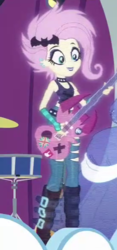 Size: 274x584 | Tagged: safe, screencap, fluttershy, equestria girls, equestria girls specials, g4, my little pony equestria girls: better together, my little pony equestria girls: rollercoaster of friendship, clothes, cropped, female, flutterpunk, hologram, midriff, tank top, vampishy