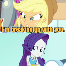 Size: 1080x1080 | Tagged: safe, edit, edited screencap, screencap, applejack, rarity, equestria girls, equestria girls specials, g4, my little pony equestria girls: better together, my little pony equestria girls: rollercoaster of friendship, angry, breaking up, crying, female, geode of shielding, geode of super strength, lesbian, magical geodes, ship:rarijack, shipping, shrunken pupils