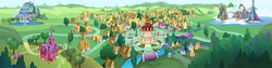Size: 2160x540 | Tagged: safe, g4, official, las pegasus, map, no pony, panorama, ponyville, ponyville town hall, river, scenery, school of friendship, sweet apple acres, town