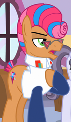 Size: 637x1080 | Tagged: safe, screencap, inky rose, starstreak, earth pony, pony, g4, honest apple, clothes, cropped, male, solo focus, stallion