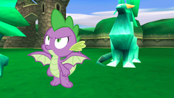Size: 1366x768 | Tagged: artist needed, safe, edit, spike, dragon, g4, spike as spyro, spyro the dragon (series), winged spike, wings