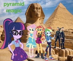 Size: 1847x1536 | Tagged: safe, artist:php77, editor:php77, fluttershy, rainbow dash, sci-twi, sunset shimmer, twilight sparkle, equestria girls, g4, my little pony equestria girls: better together, ancient egypt, hunger games