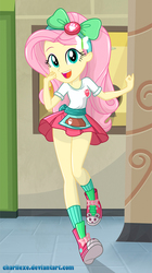 Size: 547x980 | Tagged: safe, artist:charliexe, fluttershy, equestria girls, g4, my little pony equestria girls: summertime shorts, pet project, adorasexy, bow, canterlot high, clothes, converse, cute, female, legs, looking at you, miniskirt, moe, open mouth, paraskirt, pleated skirt, sexy, shoes, shyabetes, skirt, sneakers, socks, solo, thighs, upskirt denied