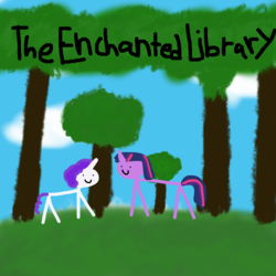 Size: 1500x1500 | Tagged: safe, artist:henry, derpibooru exclusive, rarity, twilight sparkle, pony, fanfic:the enchanted library, g4, 1000 hours in ms paint, fanfic art, female, lesbian, mare, quality, ship:rarilight, shipping, stickmare, stickpony, tree