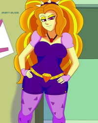 Size: 1680x2100 | Tagged: safe, artist:gusty glade, adagio dazzle, equestria girls, g4, breasts, busty adagio dazzle, clothes, female, fingerless gloves, gloves, hand on hip, smiling, solo