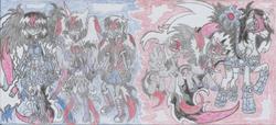 Size: 2482x1129 | Tagged: safe, artist:nephilim rider, oc, oc:heaven lost, pony, armor, duality, nephilim, ponied up, traditional art, transformation