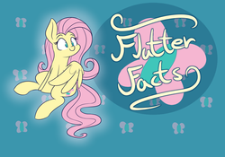Size: 2000x1400 | Tagged: safe, artist:heir-of-rick, fluttershy, pegasus, pony, g4, abstract background, female, hidden cane, mare, smiling, solo, title card