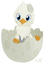 Size: 1024x1453 | Tagged: safe, artist:cyanspark, oc, oc only, oc:der, griffon, cute, egg, hatching, male, micro, ocbetes, simple background, solo, transparent background