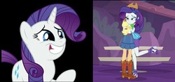 Size: 825x388 | Tagged: safe, applejack, rarity, pony, equestria girls, equestria girls specials, g4, my little pony equestria girls: better together, my little pony equestria girls: rollercoaster of friendship, female, lesbian, screenshots, ship:rarijack, shipping, smiling