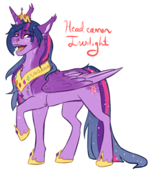 Size: 712x816 | Tagged: safe, artist:obscuredflower, twilight sparkle, alicorn, pony, g4, collar, crown, cutie mark, ear fluff, female, freckles, horn, jewelry, necklace, older, raised hoof, redesign, regalia, simple background, smiling, solo, transparent background, twilight sparkle (alicorn), wings