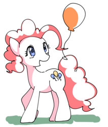 Size: 1403x1646 | Tagged: safe, artist:tomitake, pinkie pie, earth pony, pony, g4, balloon, female, mare, open mouth, simple background, solo, white background