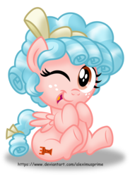 Size: 1600x2173 | Tagged: safe, artist:aleximusprime, cozy glow, pegasus, pony, g4, marks for effort, cozybetes, cute, female, filly, freckles, one eye closed, open mouth, simple background, sitting, solo, transparent background, underhoof