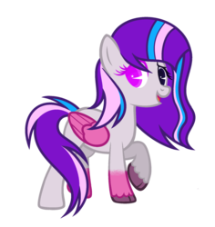 Size: 1024x1085 | Tagged: safe, artist:esradavut, oc, oc only, oc:beryl (discoshy), oc:melody aurora, hybrid, pony, cloven hooves, colored wings, fusion, heterochromia, simple background, solo, transparent background