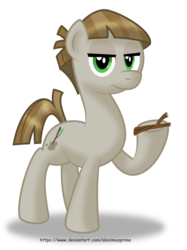 Size: 1600x2135 | Tagged: safe, artist:aleximusprime, mudbriar, twiggy, earth pony, pony, g4, the maud couple, looking at you, male, simple background, solo, stallion, stick, transparent background