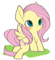 Size: 1272x1368 | Tagged: safe, artist:ccc, fluttershy, pegasus, pony, g4, blushing, chromatic aberration, cute, female, mare, shyabetes, simple background, solo, white background