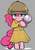 Size: 1090x1560 | Tagged: safe, artist:ccc, pinkie pie, earth pony, pony, g4, bipedal, clothes, coat, cute, detective, diapinkes, female, gray background, hat, looking at you, magnifying glass, mare, simple background, solo