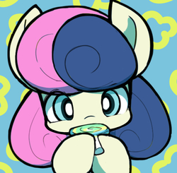 Size: 775x759 | Tagged: dead source, safe, artist:ccc, bon bon, sweetie drops, earth pony, pony, g4, candy, female, food, lollipop, looking at you, mare, solo