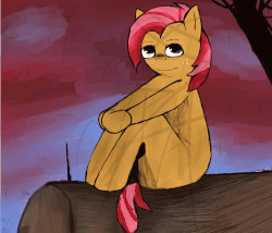 Size: 1080x925 | Tagged: safe, artist:voloutfelixsit, babs seed, earth pony, pony, g4, animated, colored, cute, detailed, female, gif, looking at you, mare, sitting, solo