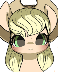 Size: 733x905 | Tagged: safe, artist:ccc, applejack, earth pony, pony, g4, applejack's hat, cowboy hat, cute, female, hat, looking at you, mare, simple background, solo, white background