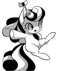 Size: 1498x1840 | Tagged: safe, artist:ccc, screwball, earth pony, pony, g4, female, grayscale, hat, mare, monochrome, open mouth, simple background, solo, white background