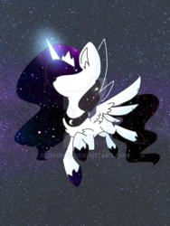 Size: 600x800 | Tagged: safe, artist:jisuppe, princess luna, pony, g4, chest fluff, chibi, deviantart watermark, female, minimalist, modern art, obtrusive watermark, solo, watermark