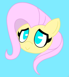 Size: 548x611 | Tagged: safe, artist:thejuicepit, fluttershy, pony, g4, blue background, bust, female, head, mare, portrait, request, simple background, smiling, solo