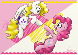 Size: 1024x724 | Tagged: safe, artist:mimicproductions, pinkie pie, surprise, pony, g4, bow, tail bow, watermark