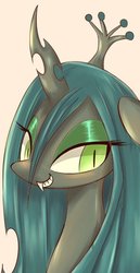 Size: 366x712 | Tagged: safe, artist:91o42, queen chrysalis, changeling, changeling queen, g4, crown, female, jewelry, looking at you, regalia, simple background, solo