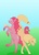 Size: 1700x2338 | Tagged: safe, artist:facepalmisland, applejack, pinkie pie, pony, g4, hatless, missing accessory, rearing