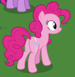 Size: 291x302 | Tagged: safe, screencap, pinkie pie, earth pony, pony, g4, it ain't easy being breezies, season 4, butt, cropped, female, grass, mare, plot, solo