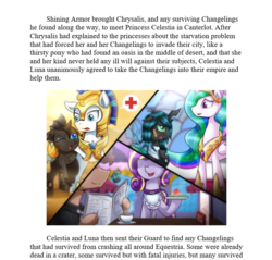 Size: 797x761 | Tagged: safe, artist:vavacung, princess celestia, queen chrysalis, alicorn, changeling, pony, unicorn, comic:misguided love, g4, clopfic linked in description, comic, female, implied death