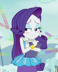 Size: 439x546 | Tagged: safe, screencap, rarity, equestria girls, equestria girls specials, g4, my little pony equestria girls: better together, my little pony equestria girls: rollercoaster of friendship, animated, blushing, cropped, cute, eyeshadow, female, gif, lidded eyes, makeup, notebook, raribetes, rarity peplum dress, solo