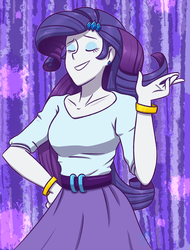 Size: 1024x1347 | Tagged: safe, artist:azura-arts, rarity, equestria girls, g4, belt, clothes, eyes closed, female, skirt, solo