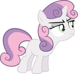 Size: 4906x4643 | Tagged: safe, artist:okaminekowiesel, sweetie belle, pony, unicorn, for whom the sweetie belle toils, g4, absurd resolution, angry, annoyed, female, filly, pouting, simple background, solo, transparent background, vector