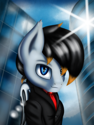 Size: 2246x3000 | Tagged: safe, artist:qbellas, oc, oc only, bat pony, pony, clothes, commission, high res, necktie, solo