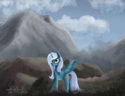 Size: 2805x2158 | Tagged: safe, artist:seven9988, oc, oc only, oc:fleurbelle, alicorn, pony, alicorn oc, high res, scenery, signature, solo