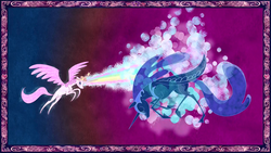 Size: 1280x720 | Tagged: safe, screencap, nightmare moon, princess celestia, alicorn, pony, friendship is magic, g4, female, magic, mare, pink-mane celestia