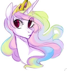 Size: 507x535 | Tagged: safe, artist:catzino, princess celestia, pony, g4, bust, female, mare, simple background, solo, white background