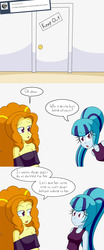 Size: 1000x2400 | Tagged: safe, artist:jake heritagu, adagio dazzle, sonata dusk, comic:aria's archives, equestria girls, g4, clothes, comic, door, keep out