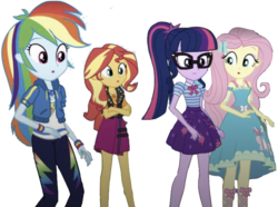 Size: 1541x1144 | Tagged: safe, artist:php77, edit, edited screencap, editor:php77, screencap, fluttershy, rainbow dash, sci-twi, sunset shimmer, twilight sparkle, equestria girls, equestria girls specials, g4, my little pony equestria girls: better together, my little pony equestria girls: rollercoaster of friendship, background removed, simple background, transparent background