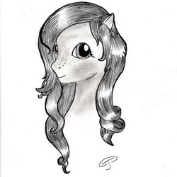 Size: 894x894 | Tagged: safe, artist:racoccoon, oc, oc only, oc:nann, pony, black and white, bust, grayscale, monochrome, portrait, solo