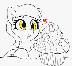 Size: 2252x2071 | Tagged: safe, artist:pabbley, derpy hooves, pony, g4, eyes on the prize, female, food, high res, mare, muffin, simple background, smiling, solo