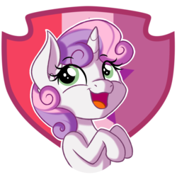 Size: 1900x1900 | Tagged: safe, artist:jack-pie, sweetie belle, pony, unicorn, g4, cute, cutie mark, cutie mark background, diasweetes, female, filly, open mouth, simple background, smiling, solo, sticker, transparent background