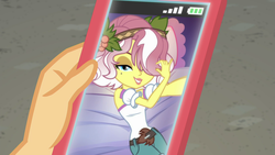 Size: 1920x1080 | Tagged: safe, screencap, applejack, vignette valencia, equestria girls, equestria girls specials, g4, my little pony equestria girls: better together, my little pony equestria girls: rollercoaster of friendship, cellphone, hashtag bangs, me my selfie and i, phone, selfie, smartphone, you know for kids