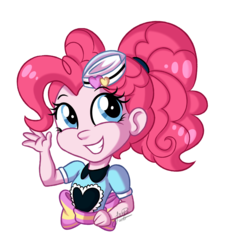 Size: 1800x2000 | Tagged: safe, artist:jack-pie, pinkie pie, coinky-dink world, equestria girls, g4, my little pony equestria girls: summertime shorts, chibi, clothes, female, grin, server pinkie pie, simple background, smiling, solo, sticker, transparent background