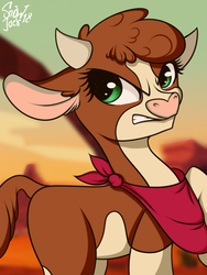 Size: 1772x2362 | Tagged: safe, artist:php97, arizona (tfh), cow, them's fightin' herds, angry, community related, female, signature, solo